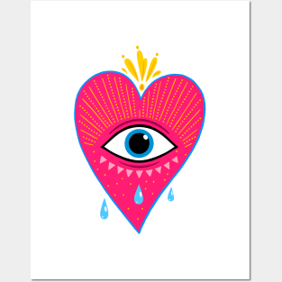 Sacred heart. All seeing eye Posters and Art